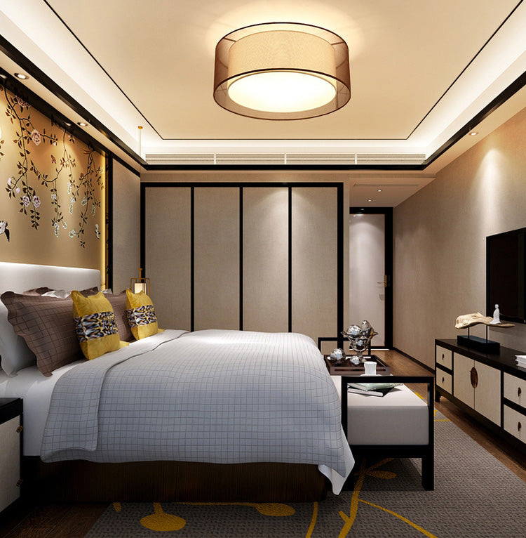 Luminaires encastrés en tissu couleur café, plafonnier traditionnel pour salon