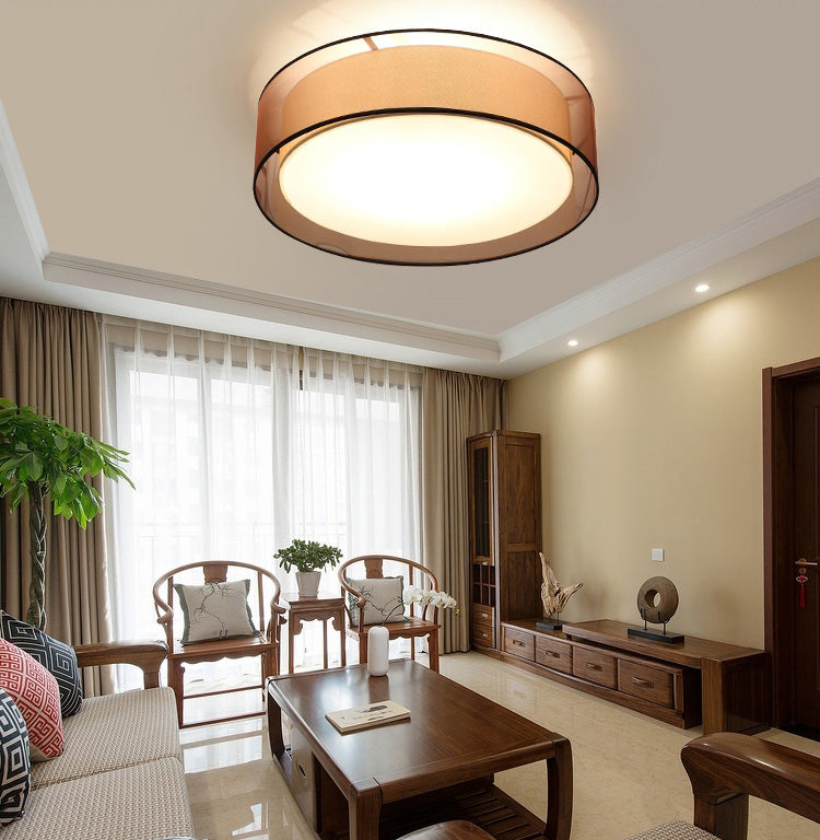 Luminaires encastrés en tissu couleur café, plafonnier traditionnel pour salon