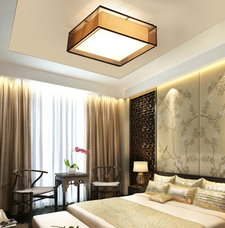 Luminaires encastrés en tissu couleur café, plafonnier traditionnel pour salon