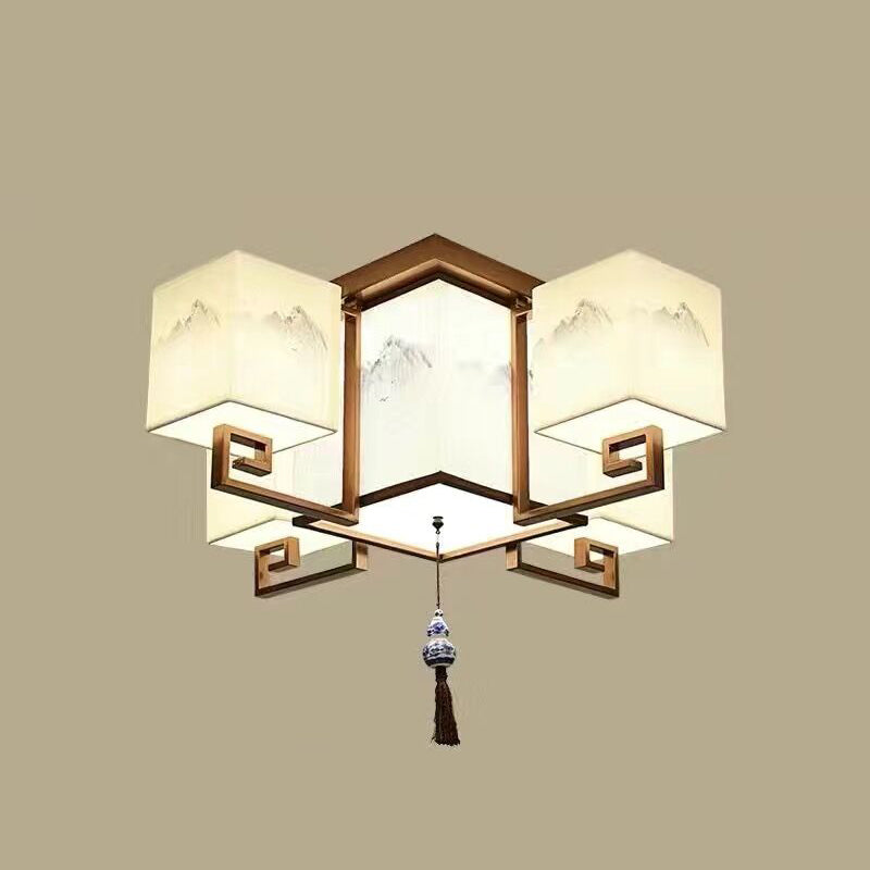 4/6/8/10 Lights Flushmount Asia Style Fabric Flush Ceiling Light for Living Room Dinning Room