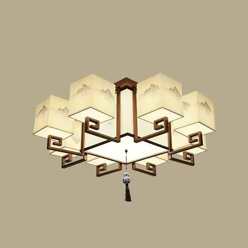 4/6/8/10 Lights Flushmount Asia Style Fabric Flush Ceiling Light for Living Room Dinning Room