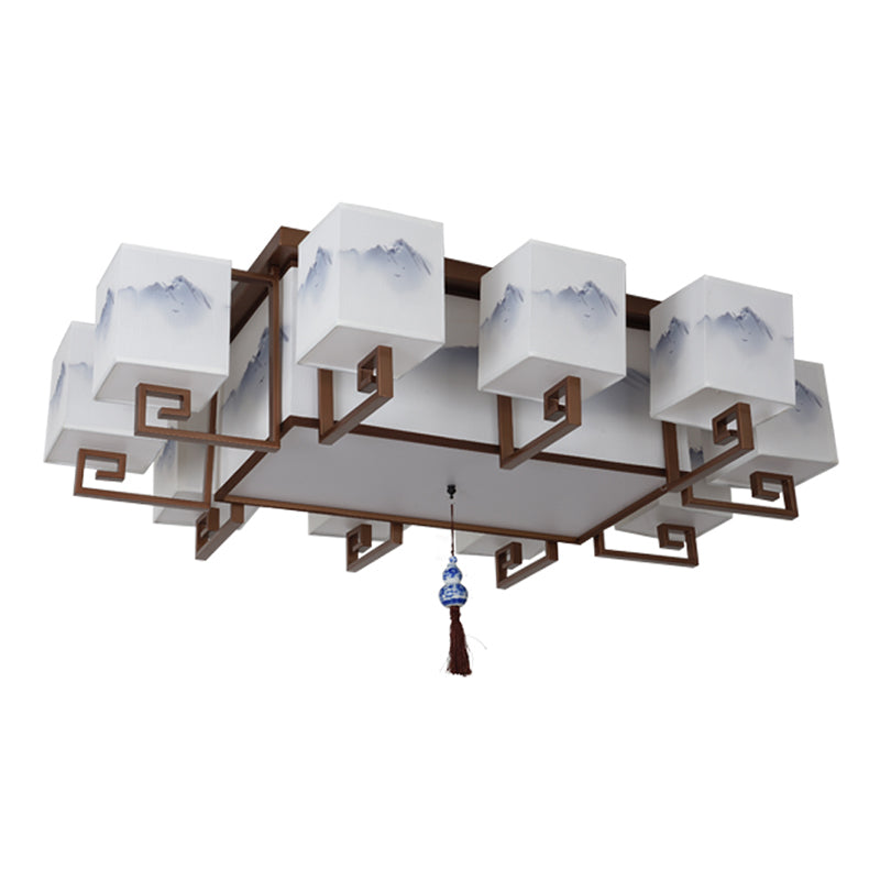 4/6/8/10 Lights Flushmount Asia Style Fabric Flush Ceiling Light for Living Room Dinning Room