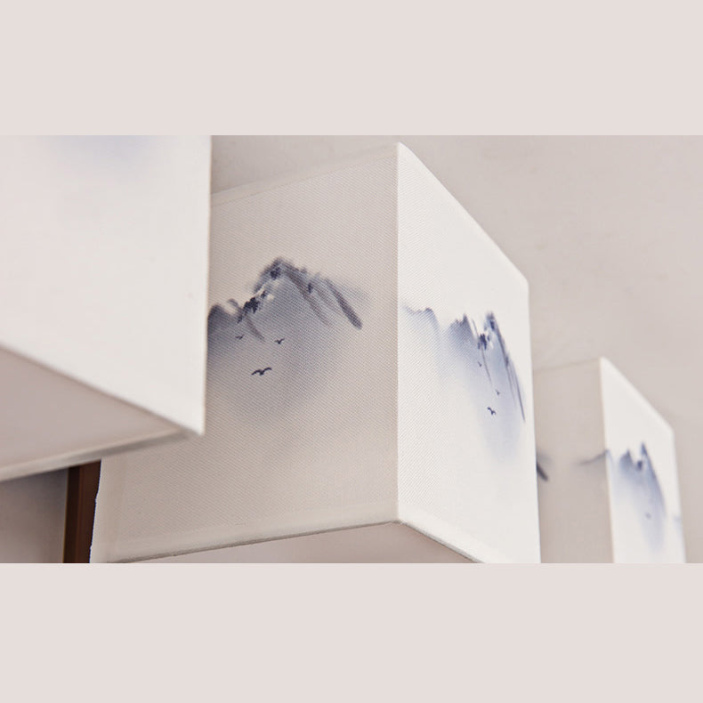 4/6/8/10 Lights Flushmount Asia Style Fabric Flush Ceiling Light for Living Room Dinning Room