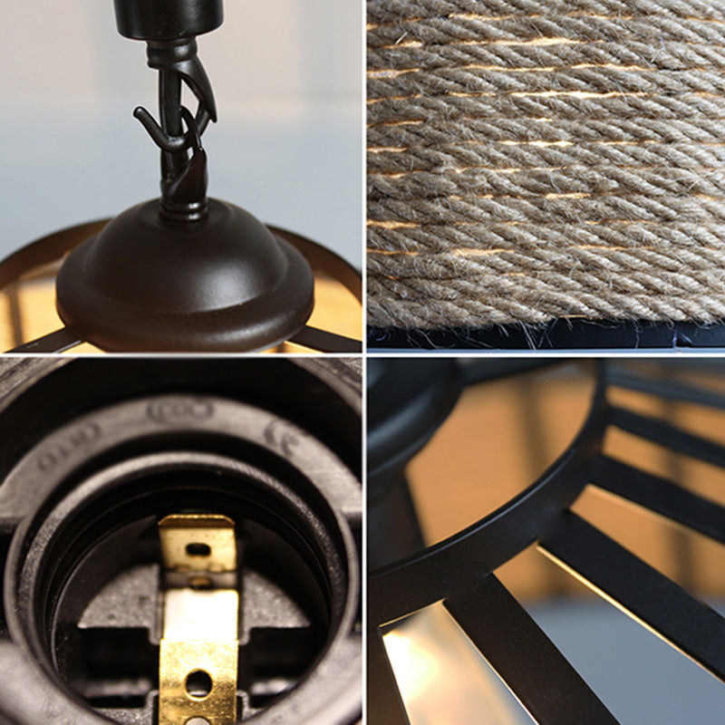 Touw beige plafond hanger lichte drum industriële stijl commerciële hangerverlichting