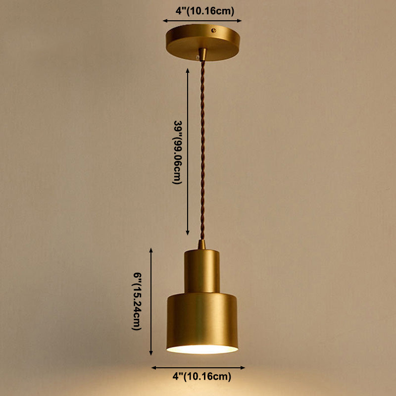 Esszimmer Down Lighting Anhänger Modernes Messing -Hang -Lampe -Kit mit Zylindermetallschatten