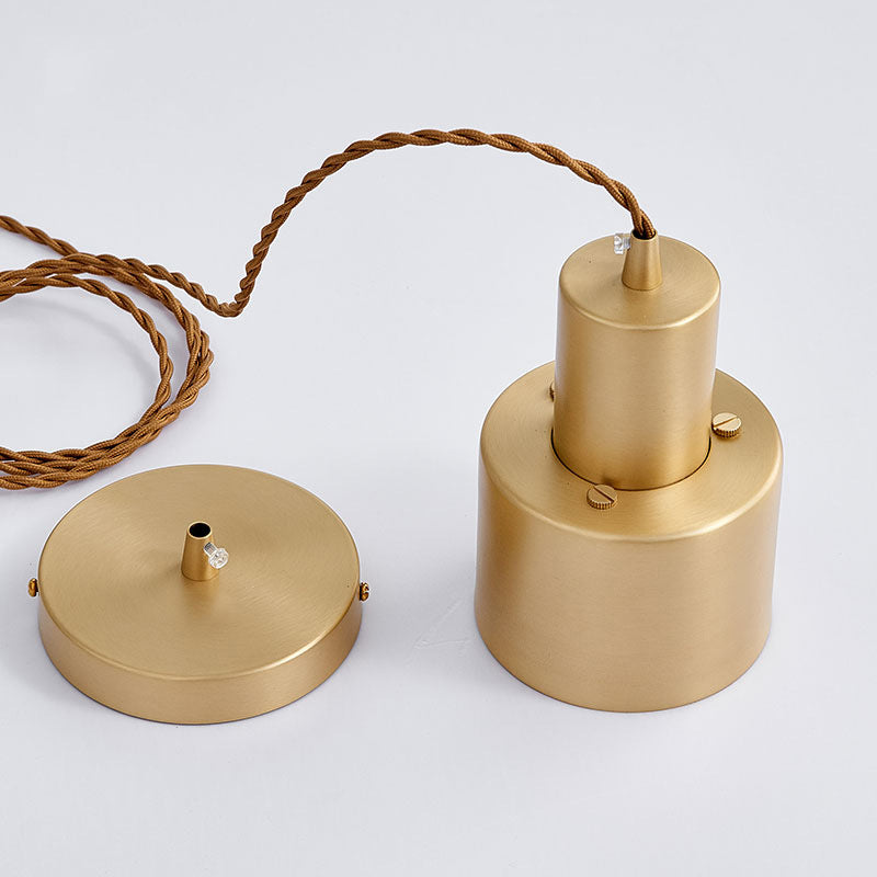 Dinning Room Down Lighting Pendant Modern Brass Hanging Lamp Kit with Cylinder Metal Shade