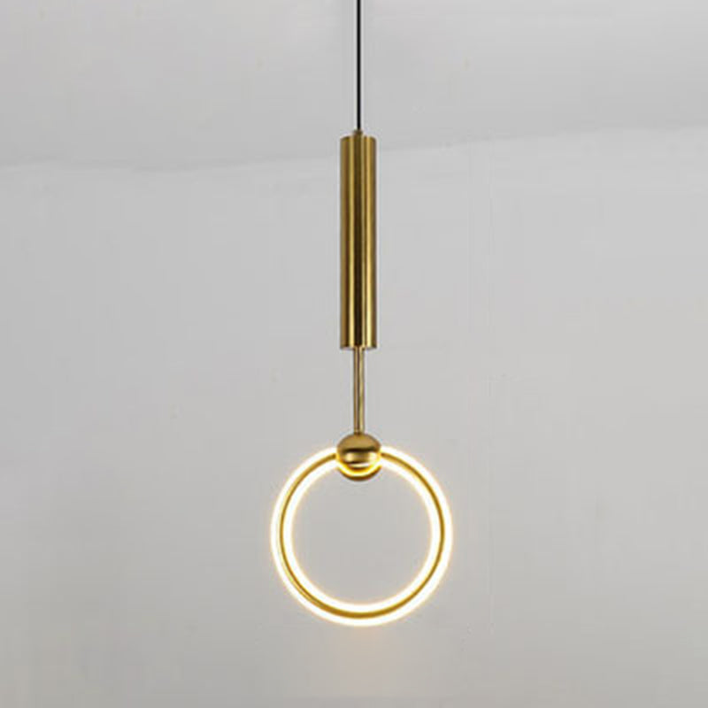 Geometric Metal Pendant Light Kit Simplicity Style LED Gold Hanging Ceiling Light
