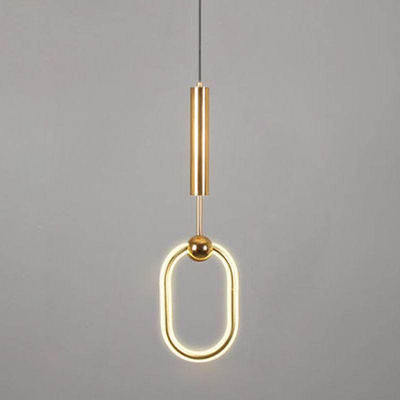Geometric Metal Pendant Light Kit Simplicity Style LED Gold Hanging Ceiling Light