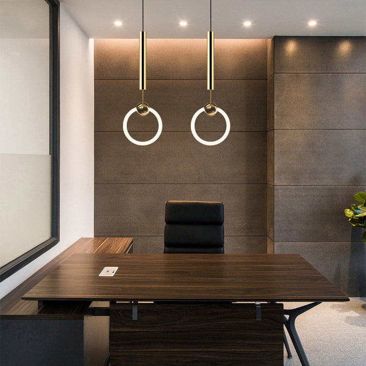 Geometric Metal Pendant Light Kit Simplicity Style LED Gold Hanging Ceiling Light