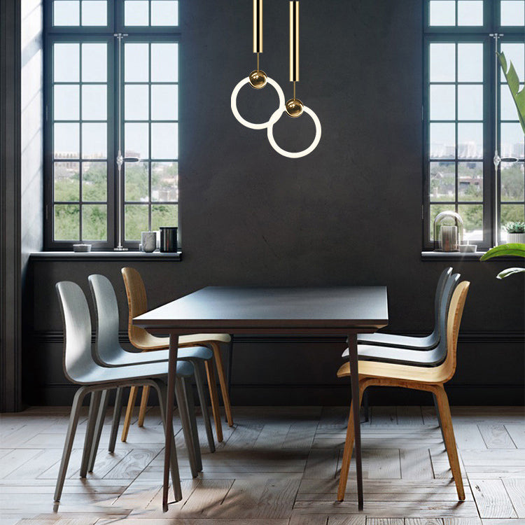 Geometric Metal Pendant Light Kit Simplicity Style LED Gold Hanging Ceiling Light