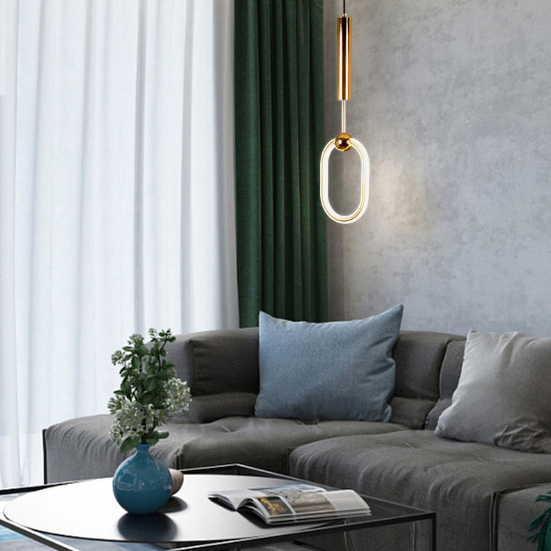 Geometric Metal Pendant Light Kit Simplicity Style LED Gold Hanging Ceiling Light