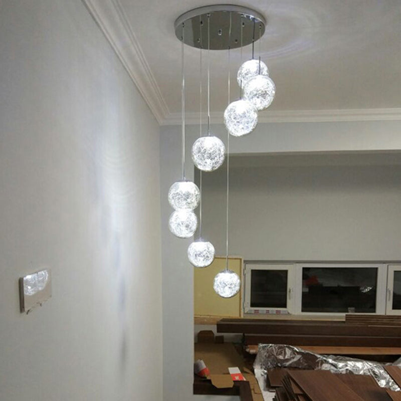 Lampe lampade a sospensione rotonda moderna semplice ciondolo a soffitto in vetro per le scale