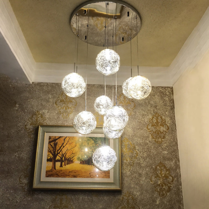 Lampe lampade a sospensione rotonda moderna semplice ciondolo a soffitto in vetro per le scale
