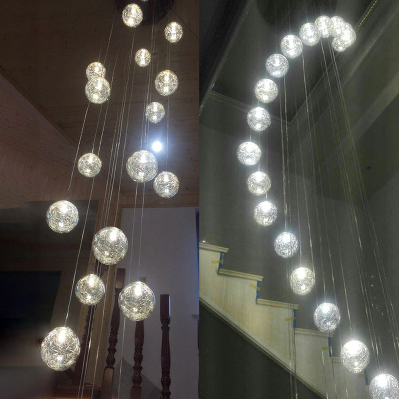 Lampe lampade a sospensione rotonda moderna semplice ciondolo a soffitto in vetro per le scale