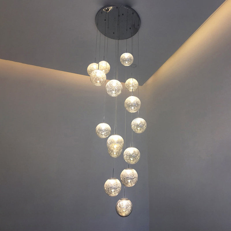 Lampe lampade a sospensione rotonda moderna semplice ciondolo a soffitto in vetro per le scale