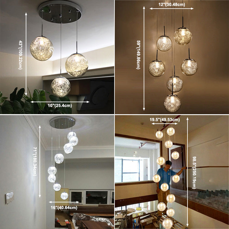 Lampe lampade a sospensione rotonda moderna semplice ciondolo a soffitto in vetro per le scale