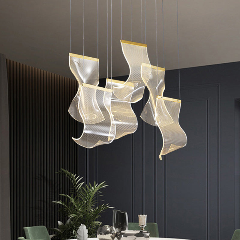 Paper Hanging Light Fixtures Modern Simple Acrylic Ceiling Pendant for Stairwell