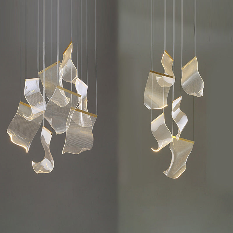 Paper Hanging Light Fixtures Modern Simple Acrylic Ceiling Pendant for Stairwell
