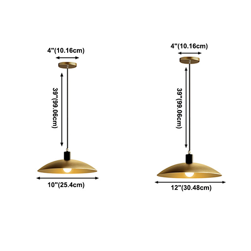 Luz de colgante colgante minimalista latón acampado luz de techo colgante con sombra de metal