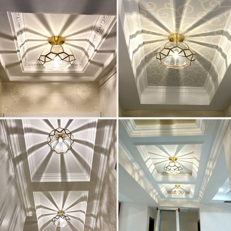 Ceiling Mount Light American Country Style Semi Flush Mount Ceiling Light for Aisle Corridor