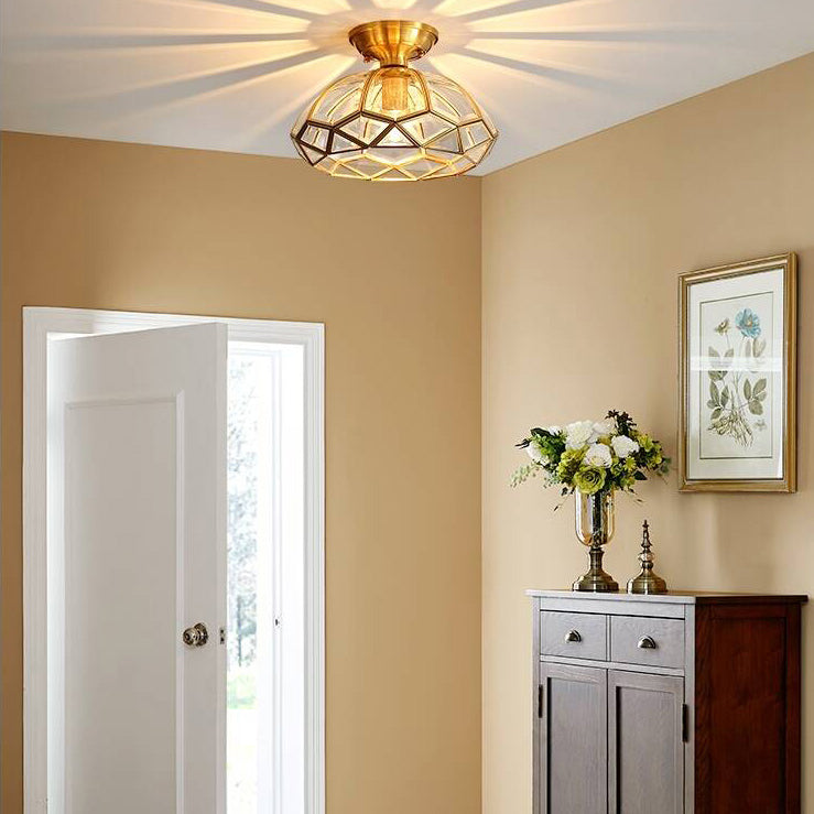 Ceiling Mount Light American Country Style Semi Flush Mount Ceiling Light for Aisle Corridor