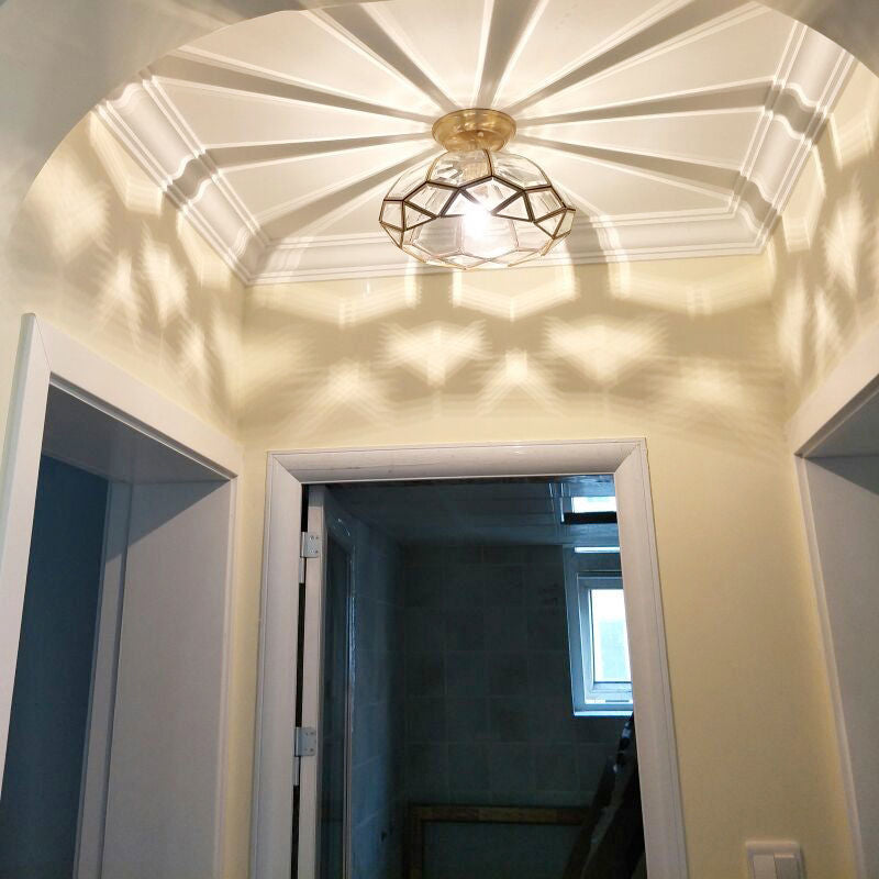 Ceiling Mount Light American Country Style Semi Flush Mount Ceiling Light for Aisle Corridor