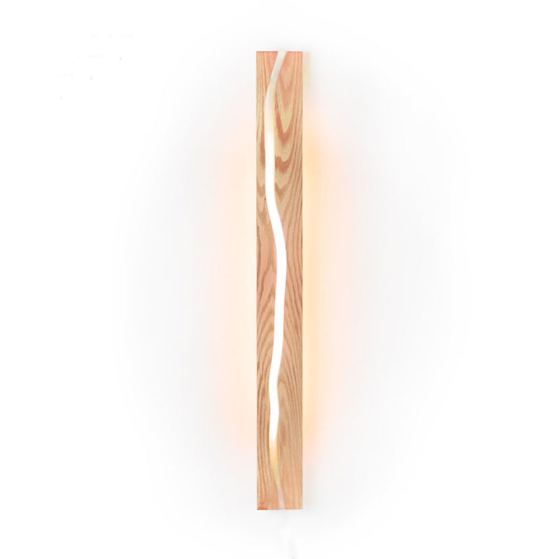 Wooden Bar Shaped Shelf Wall Light Nordic Style LED Wall Sconce for Living Room