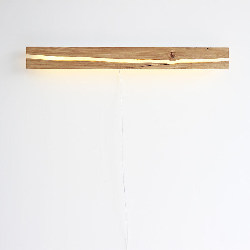 Wooden Bar Shaped Shelf Wall Light Nordic Style LED Wall Sconce for Living Room