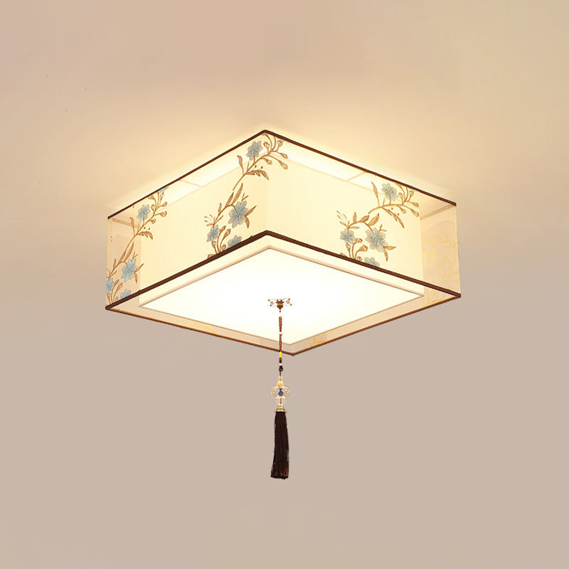 Traditional Flush Mount Light Fixtures 3-Light White Flushmount Ceiling Lamp for Living Room