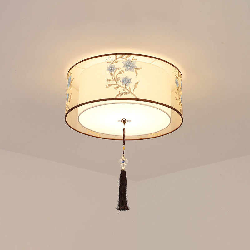 Traditional Flush Mount Light Fixtures 3-Light White Flushmount Ceiling Lamp for Living Room