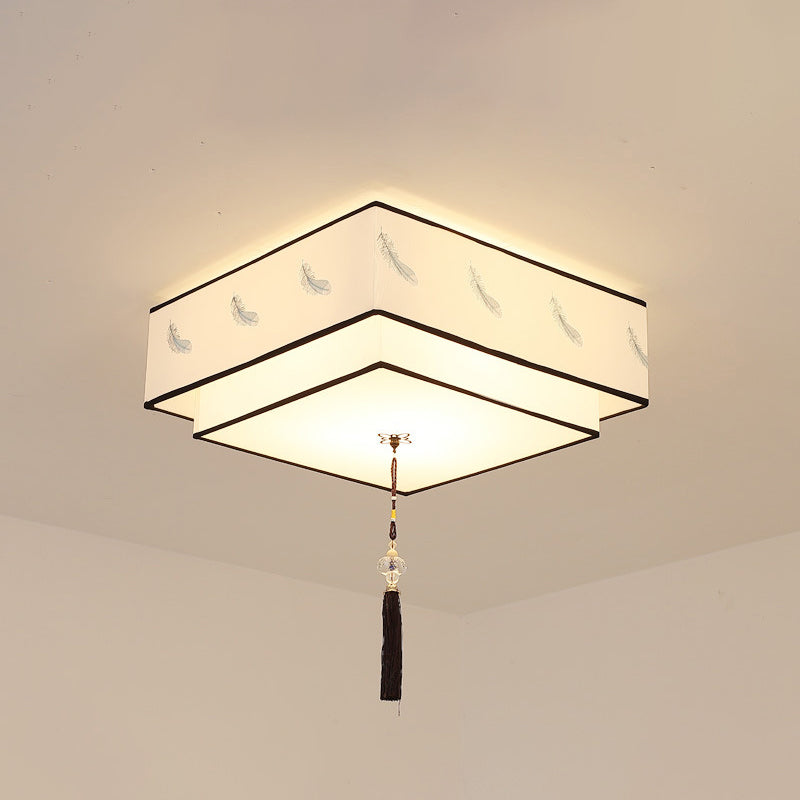 Traditional Flush Mount Light Fixtures 3-Light White Flushmount Ceiling Lamp for Living Room