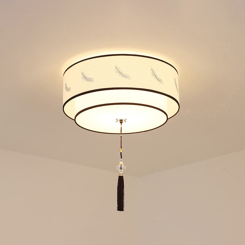 Traditional Flush Mount Light Fixtures 3-Light White Flushmount Ceiling Lamp for Living Room