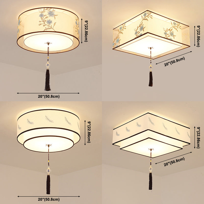 Traditional Flush Mount Light Fixtures 3-Light White Flushmount Ceiling Lamp for Living Room