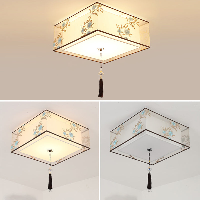 Traditional Flush Mount Light Fixtures 3-Light White Flushmount Ceiling Lamp for Living Room
