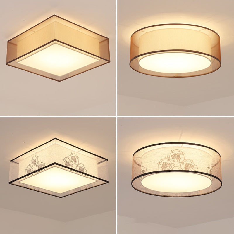Traditional Flush Mount Light Fixtures 3-Light White Flushmount Ceiling Lamp for Living Room