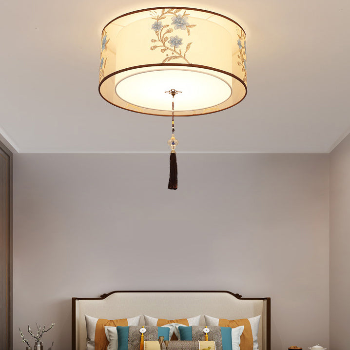 Traditional Flush Mount Light Fixtures 3-Light White Flushmount Ceiling Lamp for Living Room