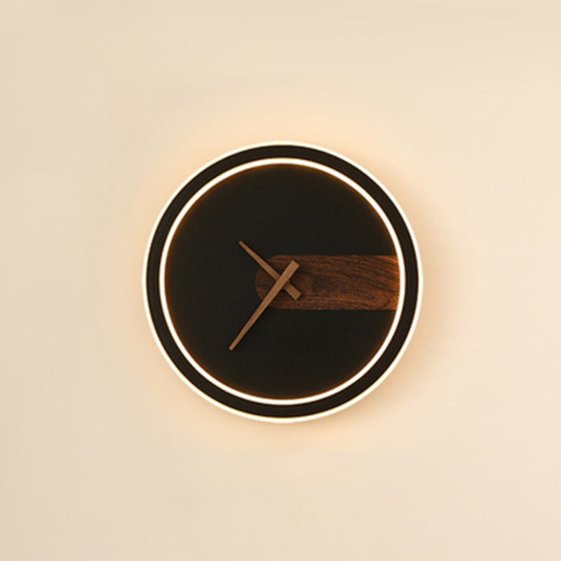 Orologio Nordic Wall Sconce Sconcetto ACRILICO LED LED LEGGIO con decorazione in legno