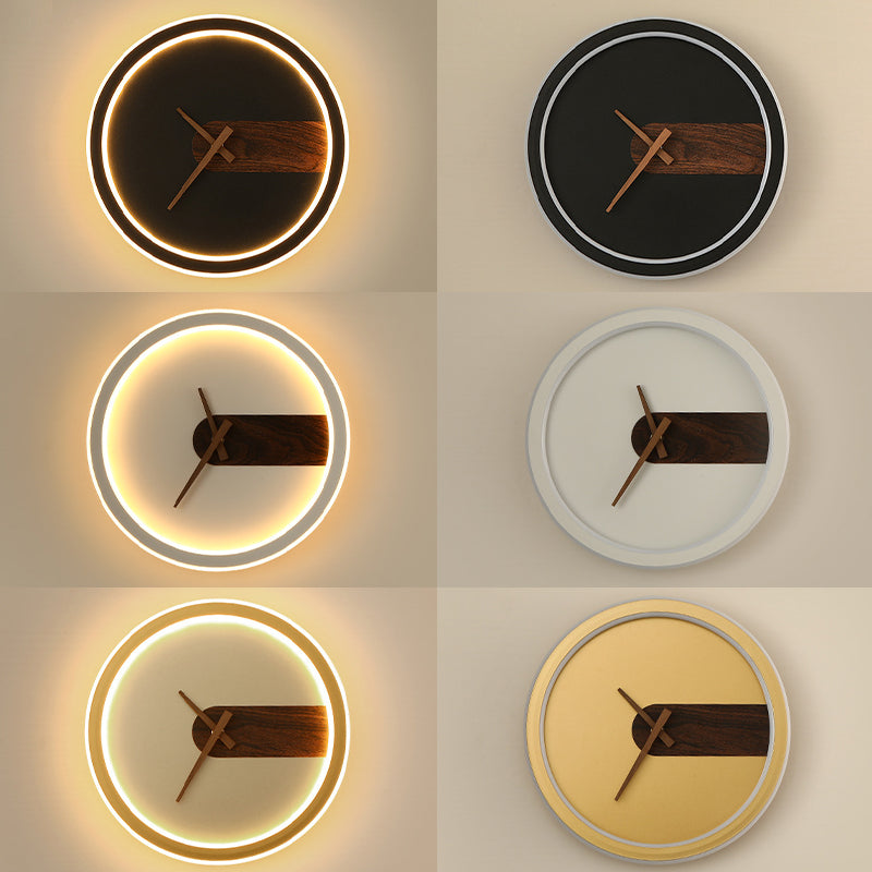 Orologio Nordic Wall Sconce Sconcetto ACRILICO LED LED LEGGIO con decorazione in legno