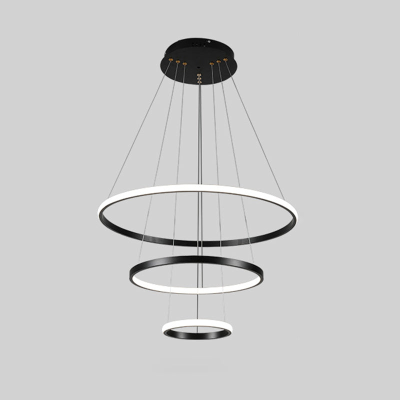 Orbicular Chandelier Lighting Fixtures Modern Black Hanging Chandelier with Silica Gel Shade
