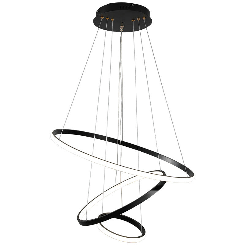 Orbicular Chandelier Lighting Fixtures Modern Black Hanging Chandelier with Silica Gel Shade
