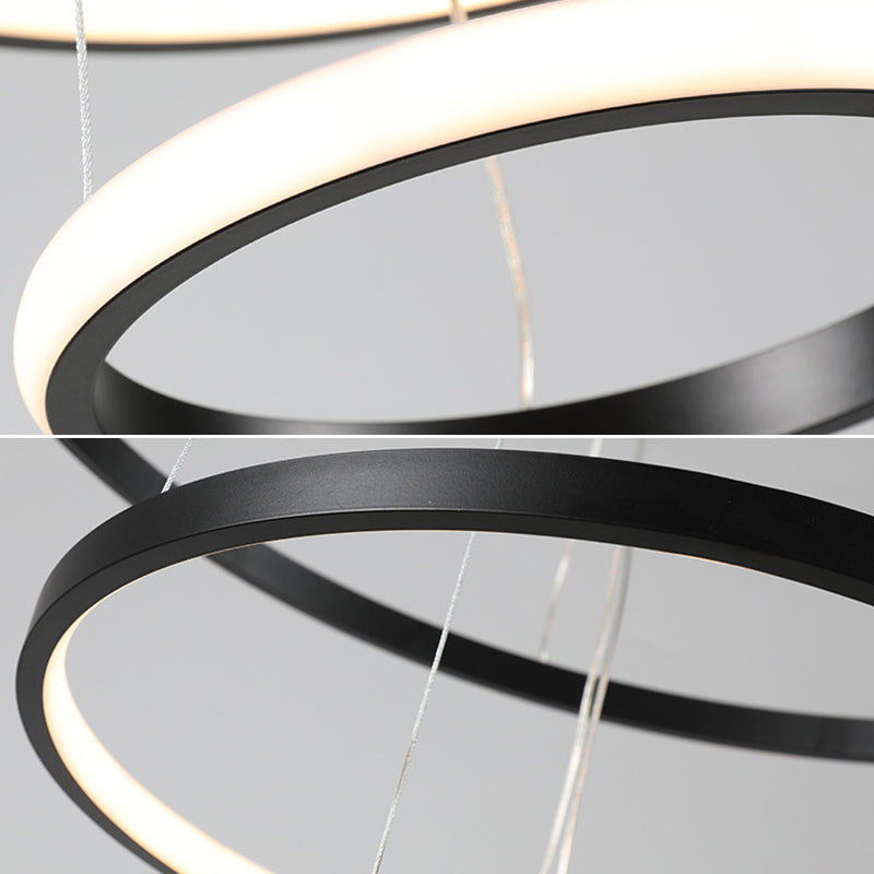 Orbicular Chandelier Lighting Fixtures Modern Black Hanging Chandelier with Silica Gel Shade