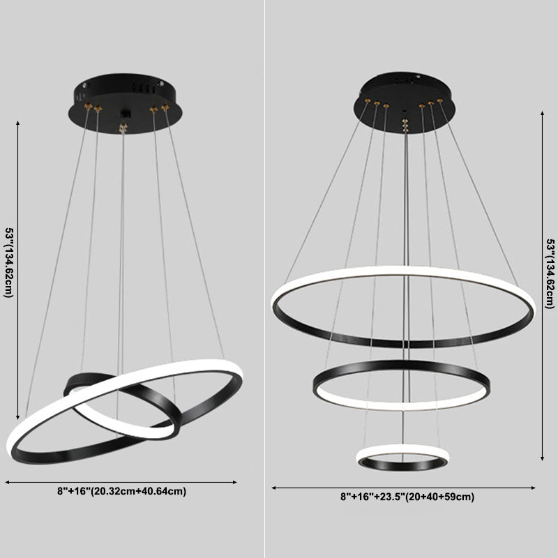 Orbicular Chandelier Lighting Fixtures Modern Black Hanging Chandelier with Silica Gel Shade
