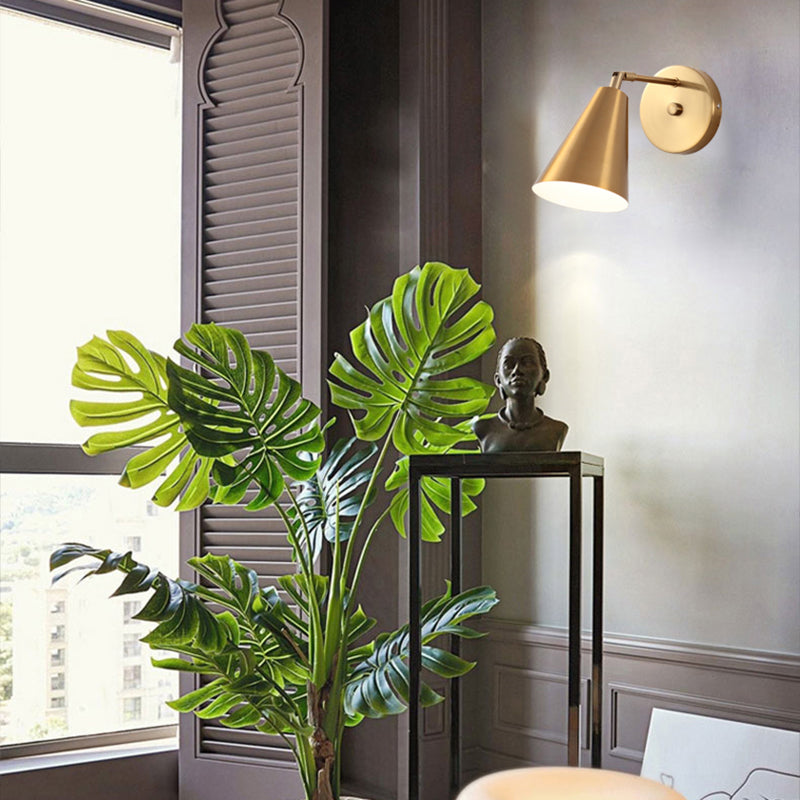 Postmodern Geometric Sconce Lighting Metallic 1 Head Bedroom Reading Wall Light in Brass