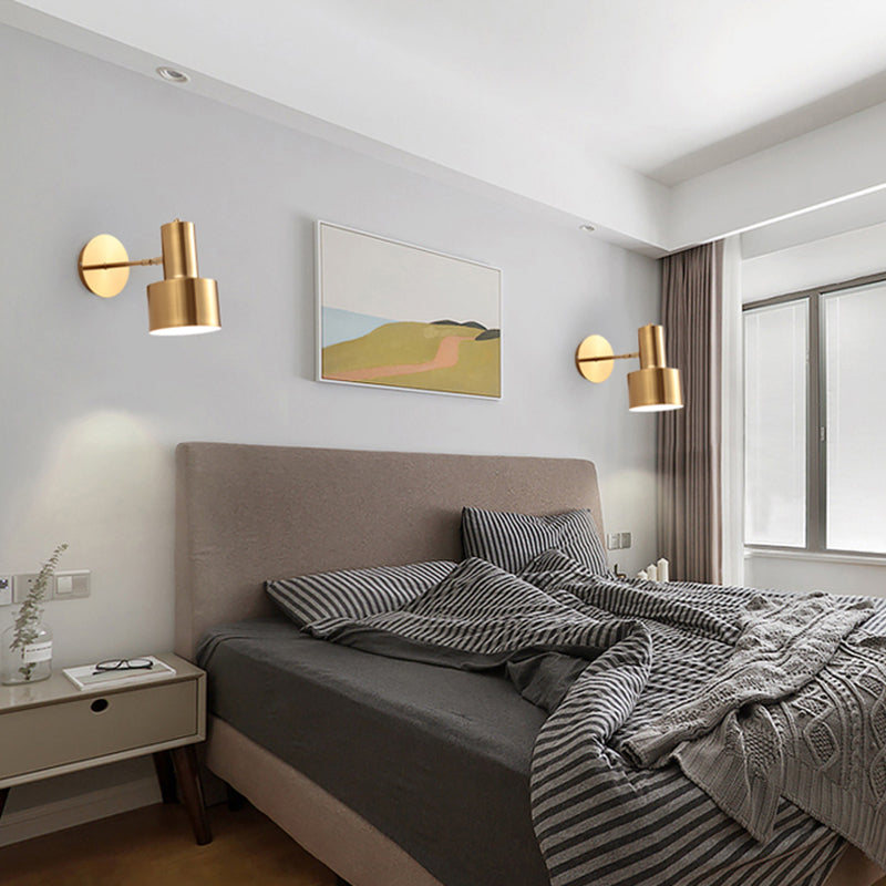 Postmodern Geometric Sconce Lighting Metallic 1 Head Bedroom Reading Wall Light in Brass