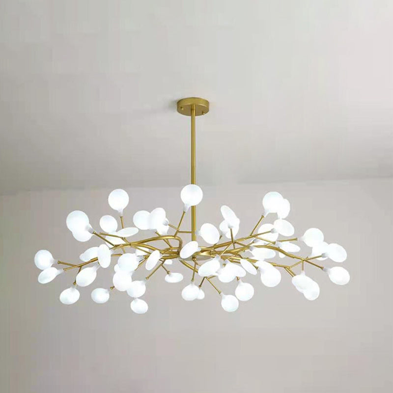 Lámpara de techo dorada contemporánea Candelera de techo de luz múltiple acrílico para sala de estar