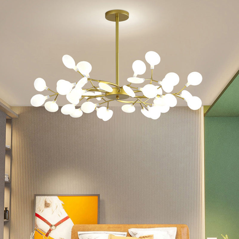 Lámpara de techo dorada contemporánea Candelera de techo de luz múltiple acrílico para sala de estar