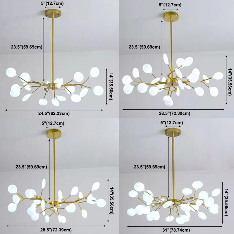 Lámpara de techo dorada contemporánea Candelera de techo de luz múltiple acrílico para sala de estar