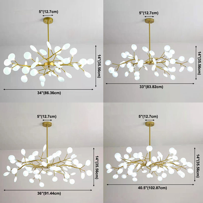 Lámpara de techo dorada contemporánea Candelera de techo de luz múltiple acrílico para sala de estar
