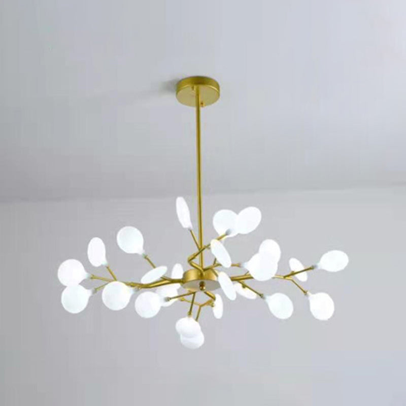 Lámpara de techo dorada contemporánea Candelera de techo de luz múltiple acrílico para sala de estar