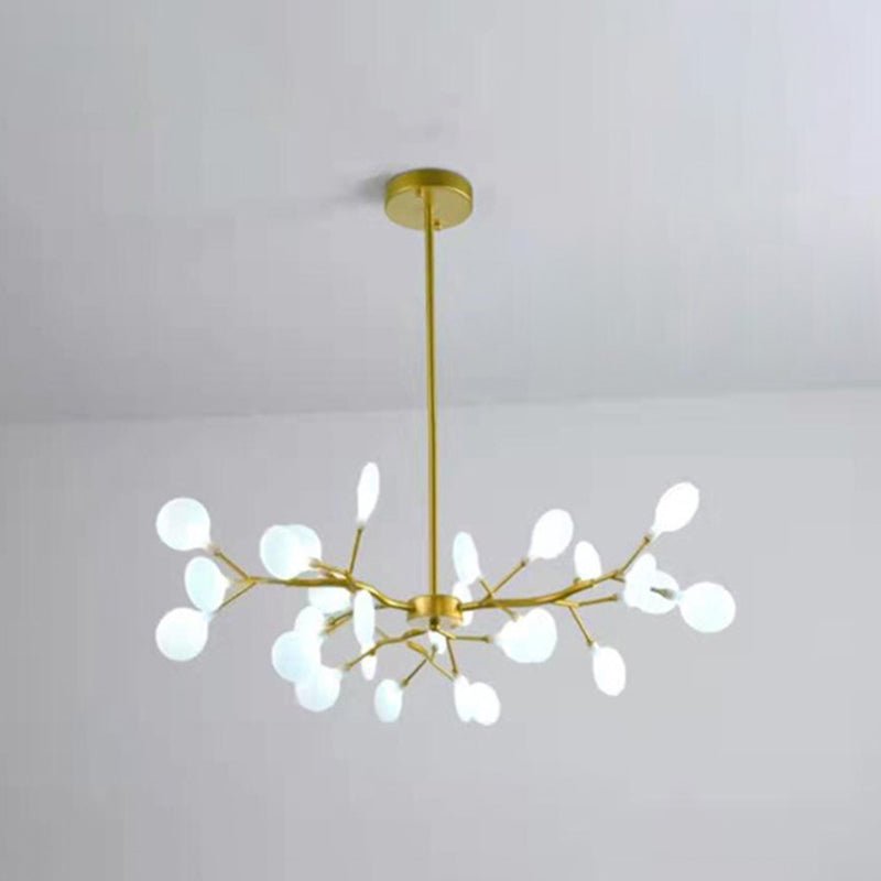 Lámpara de techo dorada contemporánea Candelera de techo de luz múltiple acrílico para sala de estar